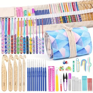 116 Piece Crochet Hooks Set With Ergonomic Handles, Mixed Color Metal Needles, Crochet Kit With Storage Bag And Accessories For Beginners And Enthusiasts Arts, Crafts & Sewing Shop Online at Dubai Trades