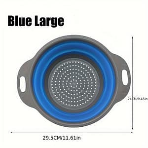 1/2 Set Round Silicone Kitchen Drain Basket Set Collapsible Funnel – 1 Large, 1 Small, Very Suitable For Draining Pasta, Vegetables And Fruits Colanders Shop Online at Dubai Trades