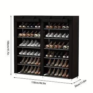 12-tier Canvas Shoe Rack, Shoe Cabinet, Free-standing Shoe Organizer For Living Room And Hallway, Holds 36 Pairs Of Shoes With Dustproof Cover, 1pc Clothing & Closet Storage Shop Online at Dubai Trades