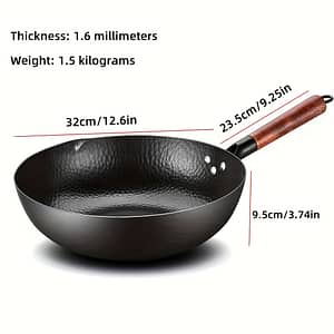 12.6in Iron Wok, Stir Fry Pot – Metal Wok With Wooden Handle, No Coating, Suitable For , Induction Cookers, Gas Stoves, Halogen Ovens, Kitchen Cookwar Chef's Pans Shop Online at Dubai Trades