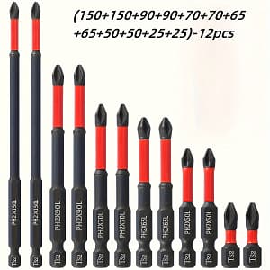 12pcs Magnetic Anti-slip Drill Bit Set For S2 /4″ Shank Impact Drill Bits, Phillips Head Style, Red Color, Metal Material, 12pcs Business, Industry & Science Shop Online at Dubai Trades