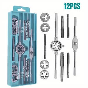 12pcs Metric Screw Tap And Die Set, M6-m12, Alloy Threading Tools With Straight Taper Taps, Machining Kit For Diy And Repair Work Business, Industry & Science Shop Online at Dubai Trades