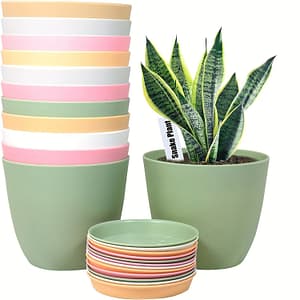 12pcs Plastic Flower Pots With Saucer – Lightweight, Indoor/outdoor Use For Gardening & Lawn Care Gardening & Lawn Care Shop Online at Dubai Trades