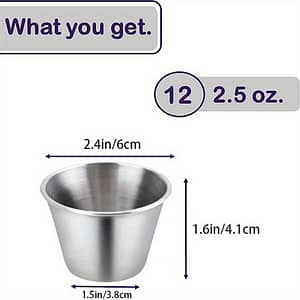 12pcs Ramekins Saucers, Small Sauce Cups, Appetizer Plate Stainless Steel Dipping Sauce Cup, Commercial Grade Individual Round Condiment Cups Butter Dishes Shop Online at Dubai Trades