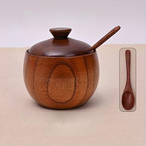 1/2pcs Solid Wood Seasoning Box With Spoon And Lid – Retro Condiment Jar For Salt And Pepper – And Entertaining Business, Industry & Science Shop Online at Dubai Trades
