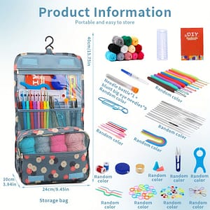 130-piece Crochet Kit With Ergonomic Stainless Steel Hooks, Yarn, And Complete Crocheting Accessories In Portable Organizer Storage Bag Arts, Crafts & Sewing Shop Online at Dubai Trades
