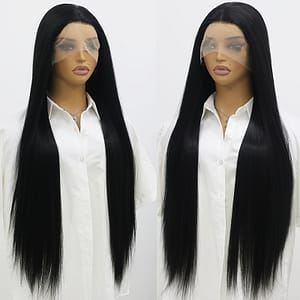 13×3 (32 Inch) Lace Front Wigs Synthetic Hair For Women Straight Lace Front Wigs Heat Resistant Synthetic Hair Lace Frontal Wigs Black Color Beauty & Personal Care Shop Online at Dubai Trades