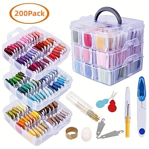 150-color Embroidery Floss Kit, 100% Fabric , With 3-tier Clear Organizer Box & Stitch Accessories For Diy Crafts And Art Projects, Transparent Storage Box, Art Supplies Arts, Crafts & Sewing Shop Online at Dubai Trades 2