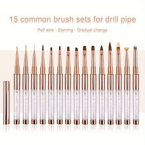 15pcs Rose Art Brush Set With Rhinestone Handles – High-quality, Odorless Manicure Tools For Salon And Beginners Beauty & Personal Care Shop Online at Dubai Trades