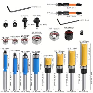 16pcs 1/4 Shank Router Bit With Bearing Set Pattern Flush Trim Router Bit Milling Cutter For Wood Woodworking End Mill End Mills Shop Online at Dubai Trades