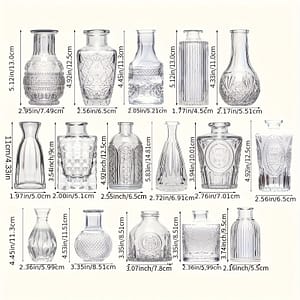 16pcs/set Glass Bud Vase Set, Small Flower Vase For Centerpieces, Clear Bud Vases In Bulk, Mini Vintage Vase For Rustic Wedding Decorations Home & Kitchen Shop Online at Dubai Trades
