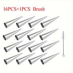 17-piece Stainless Steel Cream Horn Molds Set – Uncharged Spiral Croissant Cone Tubes For Baking Pastry, Cookie Desserts – Essential Kitchen Bakeware Tools. Bakeware Shop Online at Dubai Trades