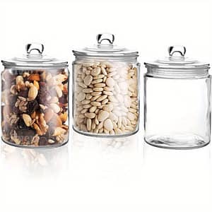 1l , 2l 2 Pack, Sealed Glass Cookie Jars For Flour, Pasta, Candy, Dog Food, Snacks, Etc. | Kitchen And Pantry Glass Storage Jars Food Jars & Canisters Shop Online at Dubai Trades
