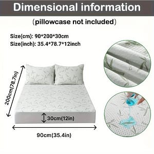 1pc 100% Bamboo Fiber Mattress Protector (250gsm), Cool Breathable Knitted Mattress Cover, Layer Mattress Cover Bedding Shop Online at Dubai Trades 2