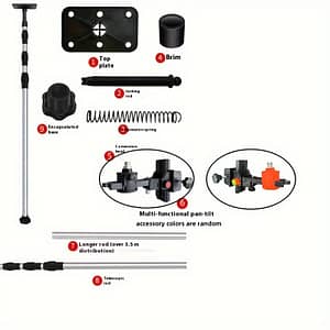 1pc 15.4ft/4.7m Leveling Rod With Adjustable Extension Pole, Compatible With Any Leveling Instrument, Includes All Accessories, Made Of Thick Stainless Steel, And Reliable Laser Levels & Accessories Shop Online at Dubai Trades