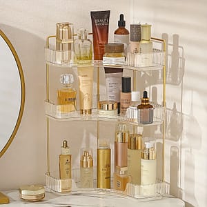 1pc 3-tier Luxury Cosmetic Organizer, Triangular Vanity Storage Rack, Plastic Transparent Makeup & Lipstick Holder, For Bathroom & Dresser Bath Shop Online at Dubai Trades