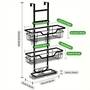 1pc 3-tier Over-the-door Shower Caddy Rack, Rustproof Cast Iron Hanging Bathroom Organizer With Soap Holder, Space-saving Bath Accessories, Home Decor Bath Shop Online at Dubai Trades