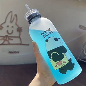 1pc 33.81oz Portable Frosted Cartoon Bear Water Bottle With Straw, Outdoor Sports And Fitness Home & Kitchen Shop Online at Dubai Trades