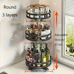 1pc 360-degree Rotatable Kitchen Storage Rack Seasoning Storage Rack Storage Salt Sauce Vinegar Condiment Jar Rack Condiment Racks Shop Online at Dubai Trades