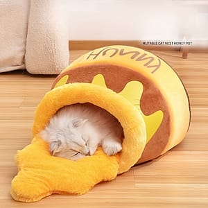 1pc Adorable Honey Pot Shaped Cat Nest – Cozy Plush Sofa Bed For Kittens, Thickened Polyester Pet House, Cats Weighing Less Than 17.64lbs, Cute Cat Bed Beds Shop Online at Dubai Trades