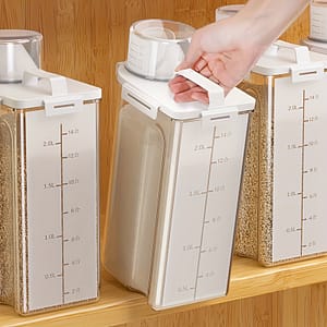 1pc Airtight Food Storage Container With Measurement – Insect-proof & Moisture-resistant, Leakproof Sealed With Lid For Grains, Nuts, Flour, Rice – Plastic, Easy-clean, Organizer Cereal Containers Shop Online at Dubai Trades
