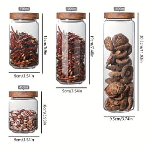1pc Airtight Glass Storage Jar With Bamboo Lid – Multipurpose, Freezer-safe Kitchen Container For Candy, , Rice, Coffee Beans, Snacks & Spices – Clear Round Canister Food Jars & Canisters Shop Online at Dubai Trades
