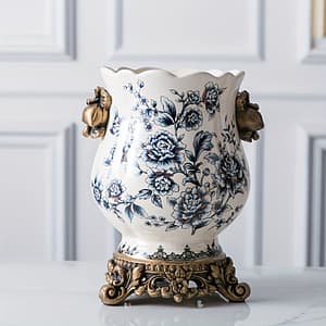 1pc Blue Flower Ice Crackle Ceramic Vase, Decoration Ornament, St Patrick’s Day Easter Decor, Aesthetic Room Décor, Décor Home & Kitchen Shop Online at Dubai Trades