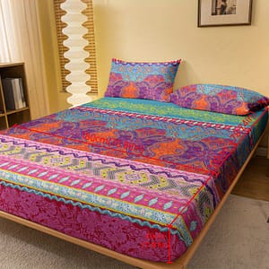 1pc Bohemian Print Fitted Sheet, Soft Comfortable Bedding Mattress Cover, For Bedroom Guest Room Student Dorm, With Deep Pocket, Fitted Bed Sheet Only Bedding Shop Online at Dubai Trades 2