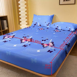 1pc Brushed Fitted Sheet, Soft Comfortable Butterfly Print Bedding Fitted Sheet, For Bedroom, Guest Room, With Deep Pocket, Fitted Bed Sheet Only, Without Pillowcase Bedding Shop Online at Dubai Trades
