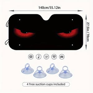 1pc Car Sunshade With Eyes Design – Black Mesh Material, Lowers Interior Temperature, Protects And Vehicles, For All Models Automotive Shop Online at Dubai Trades