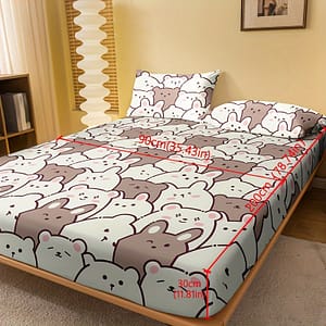 1pc Cartoon Bear Print Fitted Sheet (without Pillowcase), Soft Comfortable Bedding Brushed Mattress Protector, For Bedroom, Guest Room, With Deep Pocket, Fitted Bed Sheet Only Bedding Shop Online at Dubai Trades
