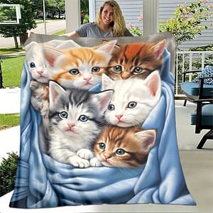 1pc Cute Cat Thin Blanket – Lightweight Flannel Blanket For Sofa, Bed, Travel, Camping, Living Room, Office, Couch, Chair And Be Bedding Shop Online at Dubai Trades