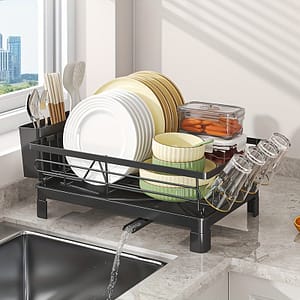 1pc Dish Racks For Kitchen Counter: Dish Drainer, Dish Drying Rack With And Removable Utensil Holder For Kitchen Sink, Black Dish Racks Shop Online at Dubai Trades