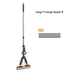 1pc Double-fold Mop, Sponge Mop With 1/2 Replacement Heads In Total, Water-absorbent Household Floor Mop Free Handwash Glue Mop For Floor/bathroom/kitchen Cleaning Supplies Shop Online at Dubai Trades