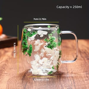 1pc, Dried Flowers Inside Glass Coffee Mug, High Borosilicate Glass Double-walled Espresso Coffee Cups, Heat Insulated Water Cups, Drinkware, Birthday Gifts Coffee Mugs Shop Online at Dubai Trades
