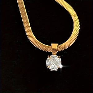1pc Elegant 18k Golden Plated Stainless Steel Necklace With Synthetic Cubic Zirconia Pendant For Women, Daily & Vacation Wear, Valentine’s Day Gift, Jewelry Clothing, Shoes & Jewelry Shop Online at Dubai Trades