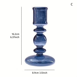 1pc, Elegant Blue Glass Candle Holder, Romantic Candlestick For Wedding, Home Decor, Living Room Tabletop Accessory Candleholders Shop Online at Dubai Trades