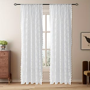 1pc Elegant – Lace Sheer Curtain – Rod For Hanging, Uv Protection, For Living & Balcony Decor Curtains & Drapes Shop Online at Dubai Trades 2