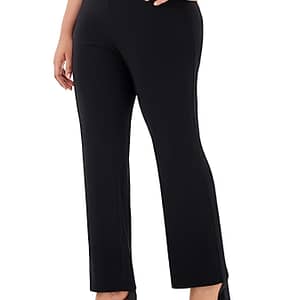1pc Elegant Plus Size Solid Color Knit Stretch Pants, Polyester Blend, Lightweight 180g/m² Fabric, Spring/summer Slim Fit Trousers Clothing Shop Online at Dubai Trades