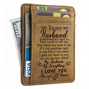 1pc Engraved Top Layer Cowhide Men’, To My Husband Birthday Anniversary Valentine’s Day Gifts Accessories Shop Online at Dubai Trades