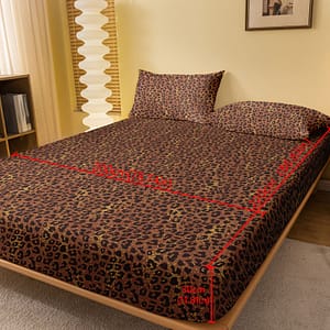 1pc Fitted Sheet, Leopard Pattern Printed Bedding, Brushed Soft Comfortable Breathable Fitted Sheet For Bedroom, Guest Room, Fitted Bed Sheet Only Bedding Shop Online at Dubai Trades