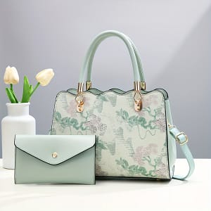 1pc Floral Print Pvc Tote Bag For Women, With Adjustable Strap, Lightweight Zippered Shoulder Bag With Polyester Lining And Clutch, Edge Painted, Fashion Accessory Clothing, Shoes & Jewelry Shop Online at Dubai Trades