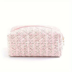 1pc Floral Quilted Makeup Bag, Travel Zipper Cosmetic Pouch, Toiletry Organizer Holiday Gift For Women And – Mother’s Day Gifts Bags & Cases Shop Online at Dubai Trades
