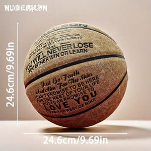 1pc Genuine Cowhide Basketball – Non-slip, Wear-resistant Size 7 For Indoor & Outdoor Play, Brown With Inspirational Message From Dad To Son Basketball Shop Online at Dubai Trades