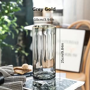 1pc Glass Cylinder Vase, Clear Glass Flower Vase For Home Decor, Cylinder Thickened Striped Hand Blown Vase For Living Room Office Bedroom Decor Home & Kitchen Shop Online at Dubai Trades