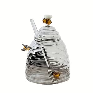 1pc Glass Honey Jar With And Lid – Transparent High Borosilicate Honey Storage Container With Bee Decorations Dining & Entertaining Shop Online at Dubai Trades