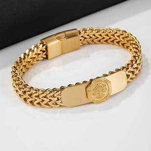 1pc Gorgeous Titanium Steel 18k Golden Plated Small Tree Shaped Men’s Bracelet, For Couple And Dating And Valentine’s Day Gift Bracelets Shop Online at Dubai Trades