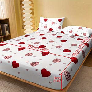 1pc Love Print Brushed Fitted Sheet, Soft Comfortable Bedding Mattress Cover, For Bedroom Guest Room Student Dorm, With Deep Pocket, Fitted Bed Sheet Only Bedding Shop Online at Dubai Trades