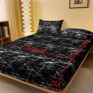 1pc Marble Brushed Print Fitted Sheet, Soft Comfortable Bedding Mattress Protective Cover, For Bedroom, Guest Room, With Deep Pocket, Fitted Bed Sheet Only Bedding Shop Online at Dubai Trades