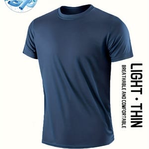 1pc Men’ Style T-shirt, Round Neck Short Sleeve Breathable Lightweight Top For Outdoor Cycling & Exercise Clothing Shop Online at Dubai Trades